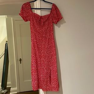 White and red flower summer dress